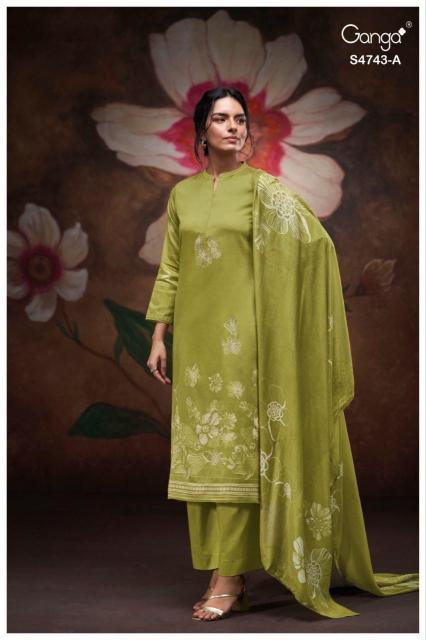 Ganga brivi 4743 cotton satin dye and tye dress material wholesale